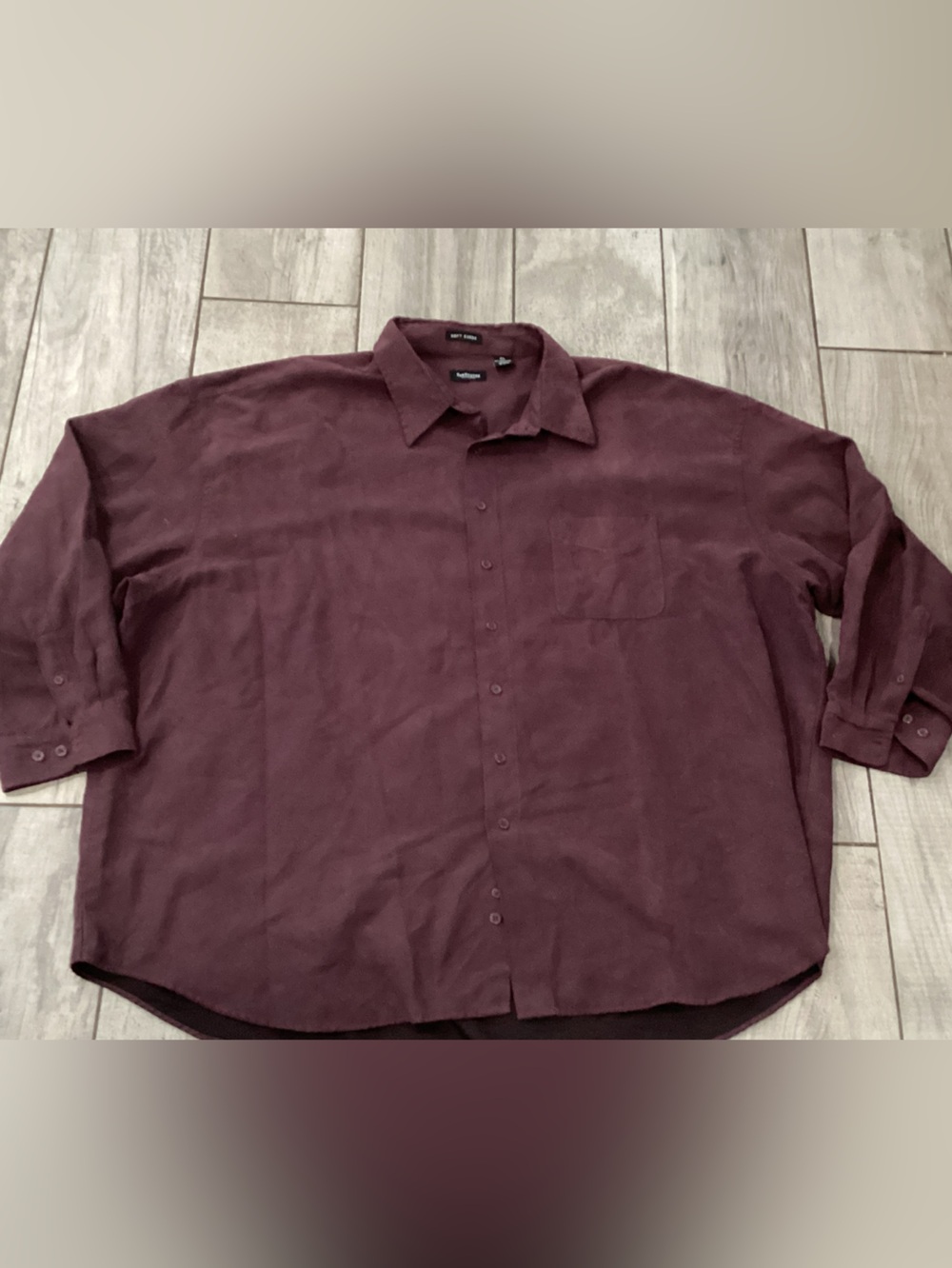 Van Heusen Men's Long-Sleeve Button-Down Shirt in Plum 4XL #21